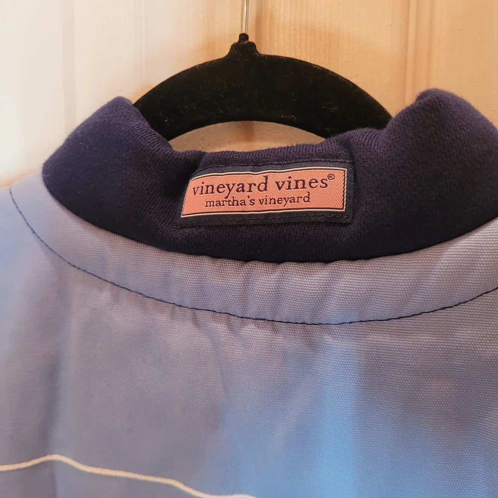 Vineyard Vines Men's 1/4 Zip-Up Sweater in Navy and Light Blue Sz Small - Picture 8 of 14